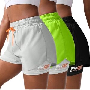 Women's Athletic Shorts - Gray, Green, Black